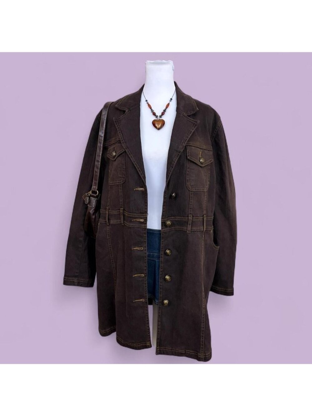 y2k denim chic long line jacket